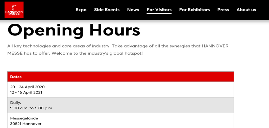 智誠精密將于2020年4月參加德國漢諾威展會